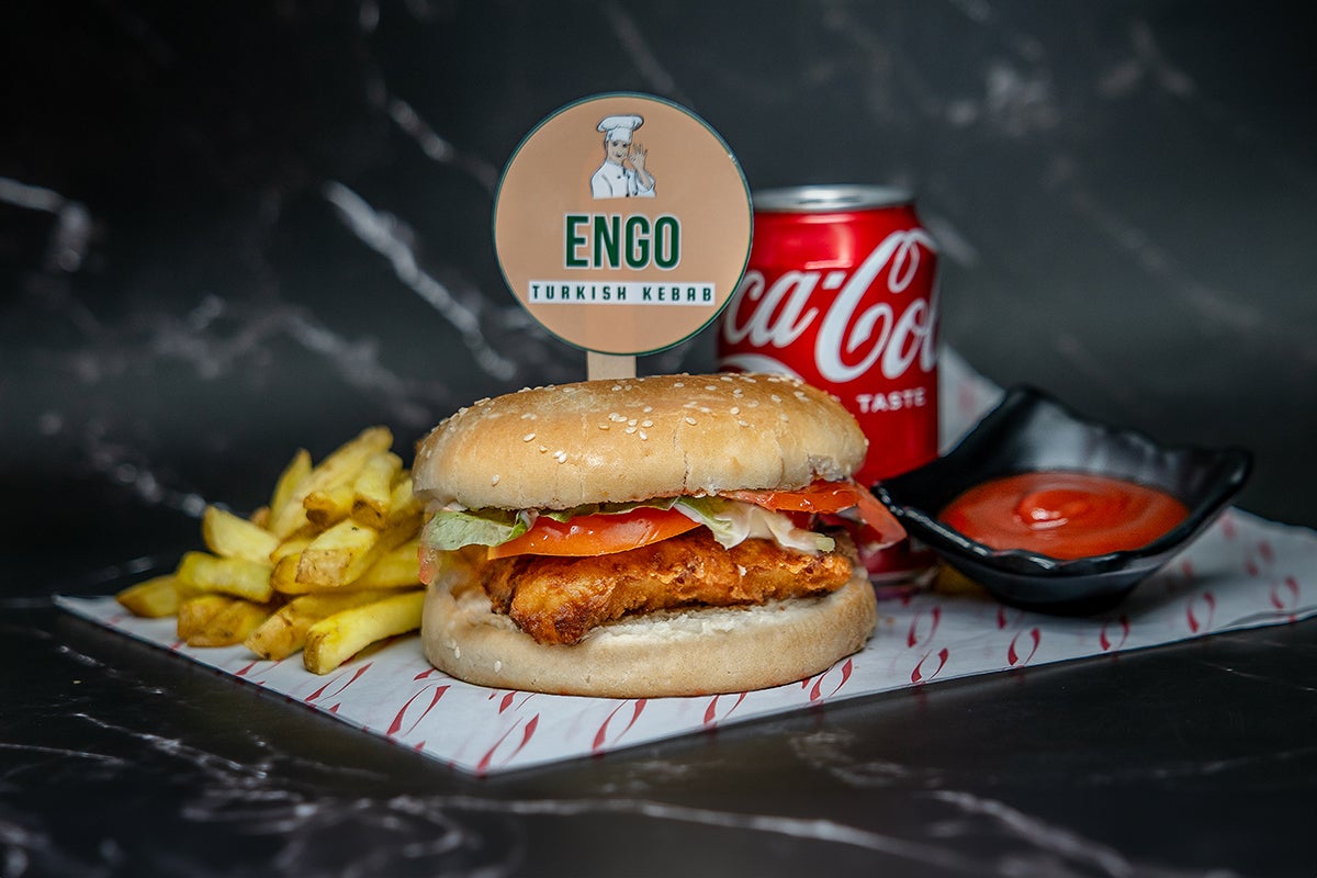 Chicken Flat Burger Meal (Chips &Can drink)