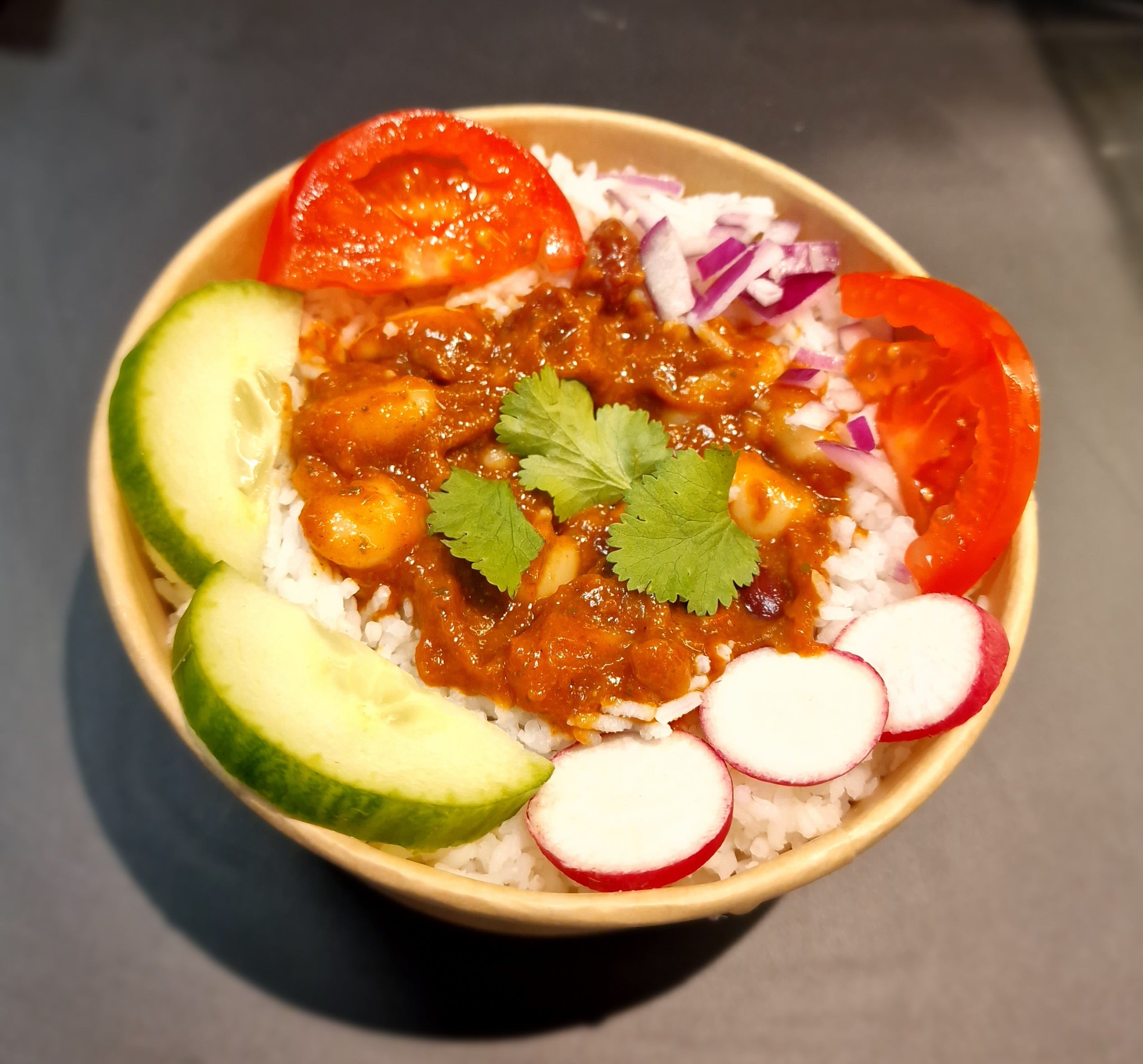 Mexican bean chilli and Rice