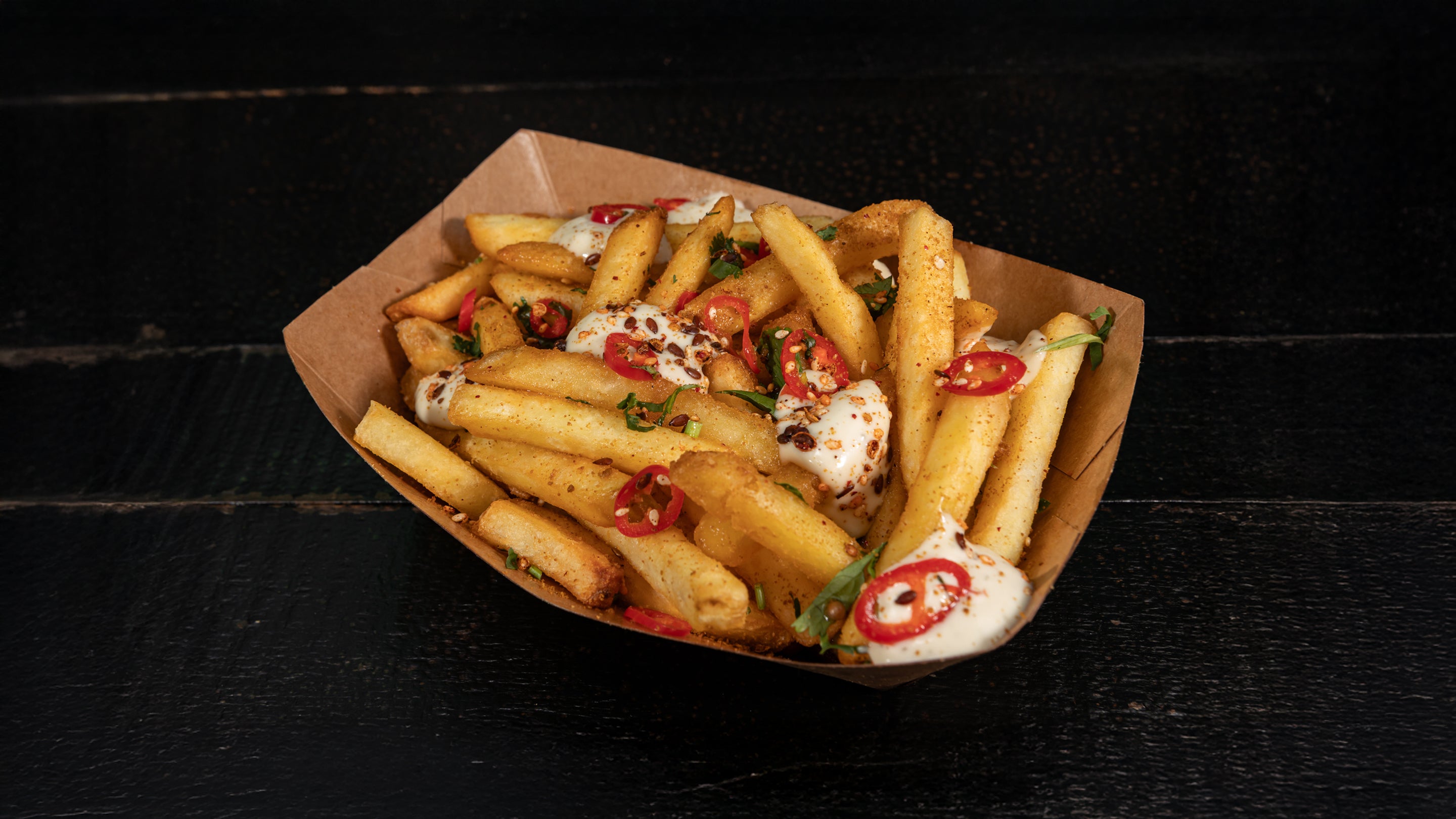 Za'atar Fries, Garlic and Tahini Aioli, Coriander, Chilli