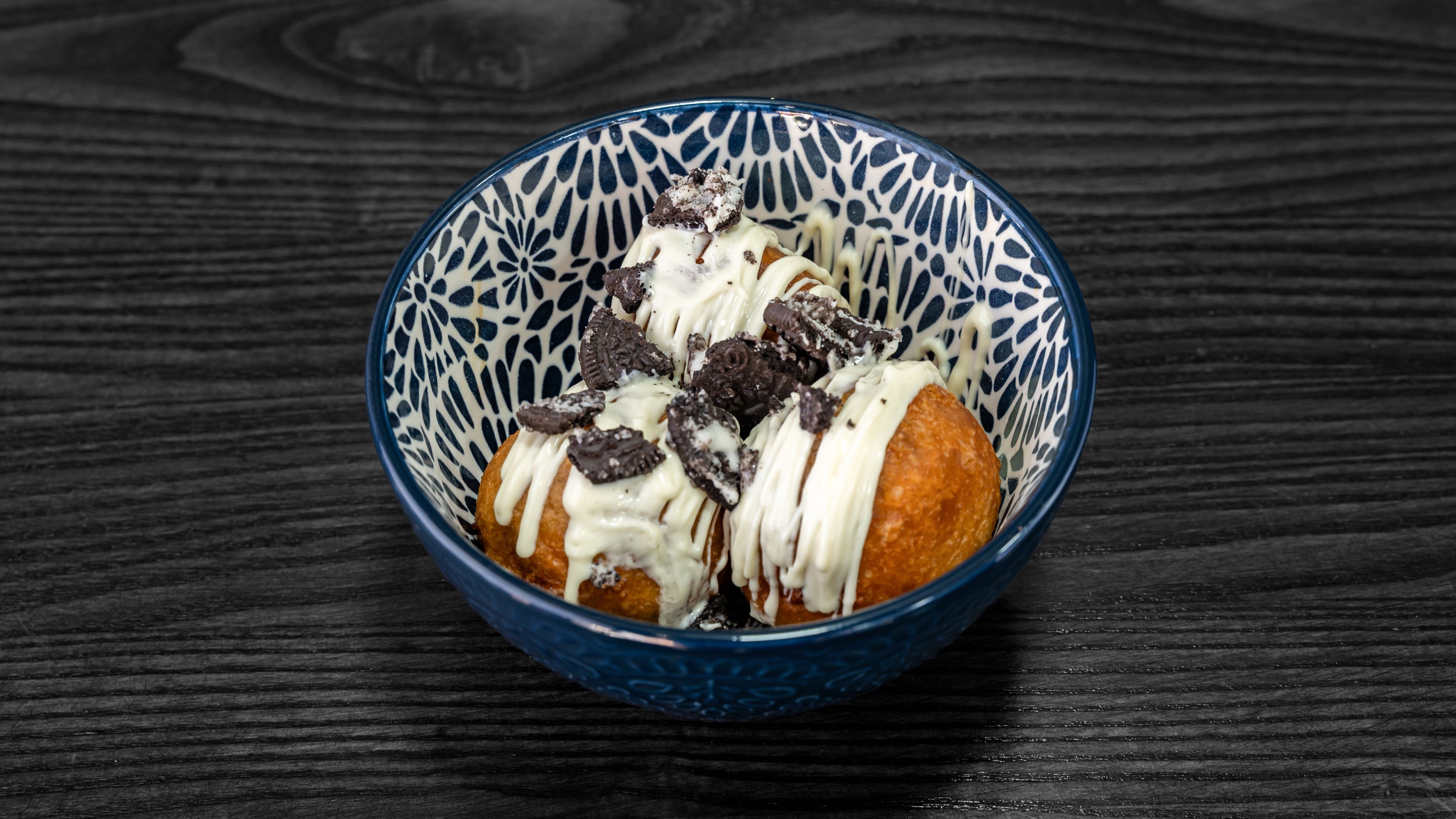 OREO Puffs or Dumplings with White Chocolate Drizzle