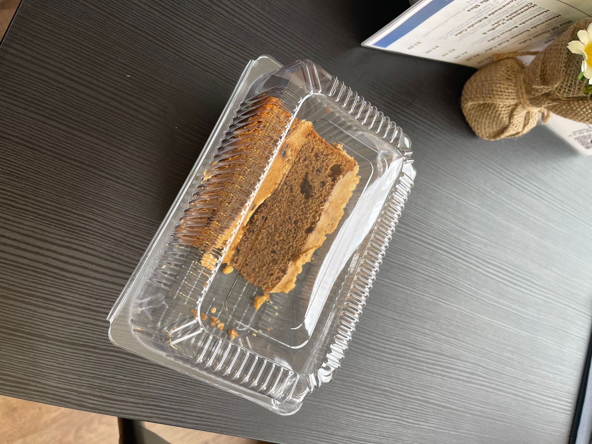 Coffee and walnut cake slice