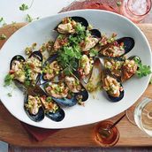 Grilled Mussels with Vegetable Mix