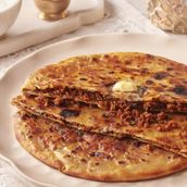 Mutton Keema Paratha With Dahi