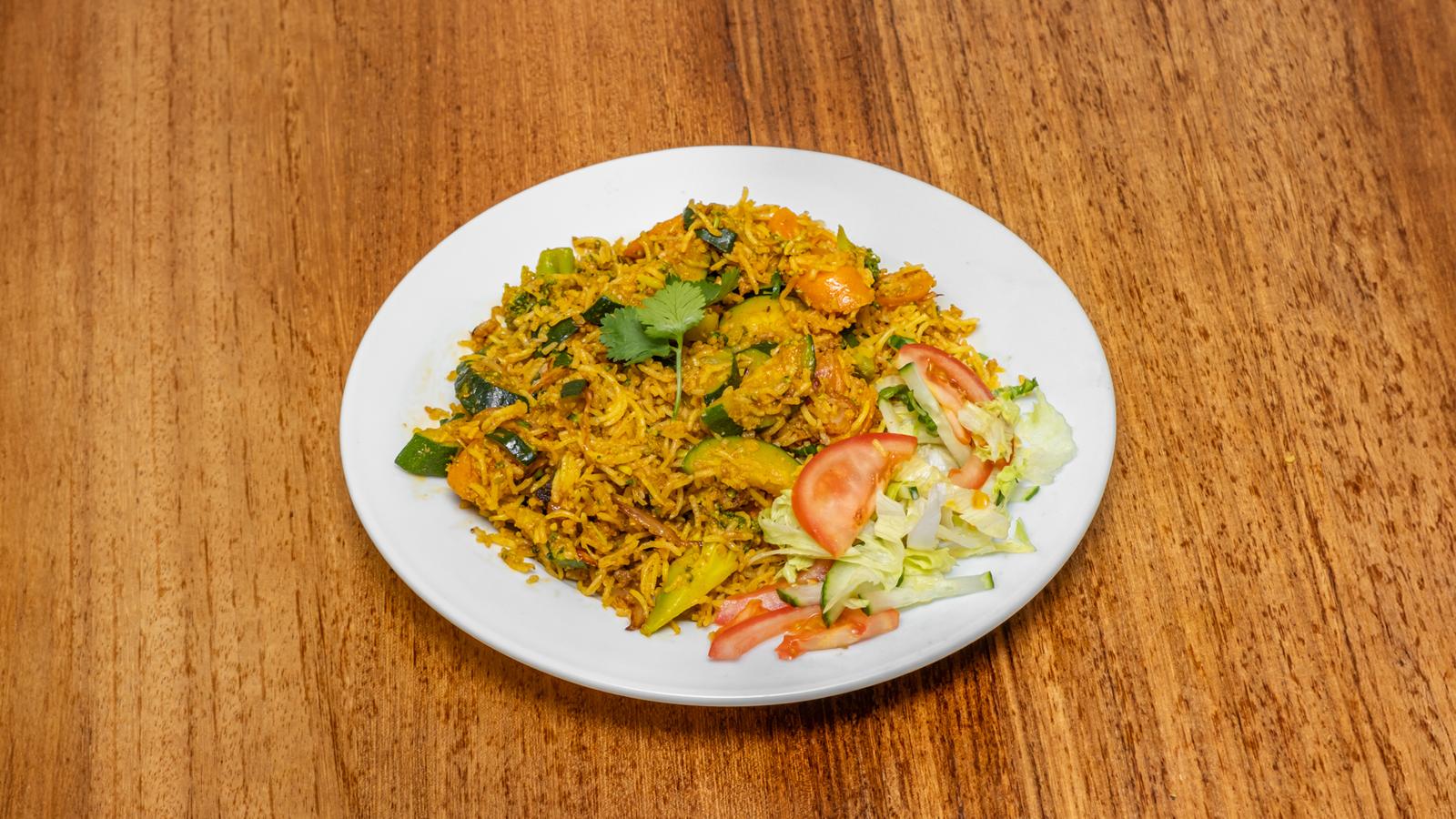 Vegetables Biryani With Salad