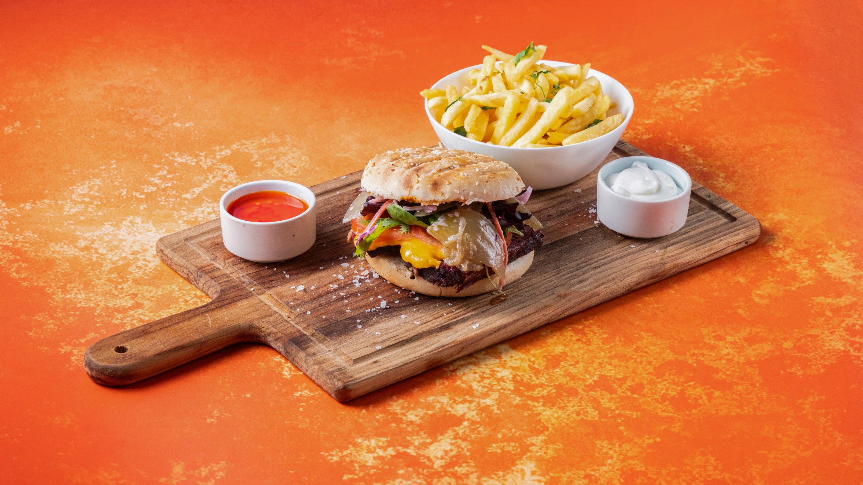 Smoked Brisket Burger with Fries