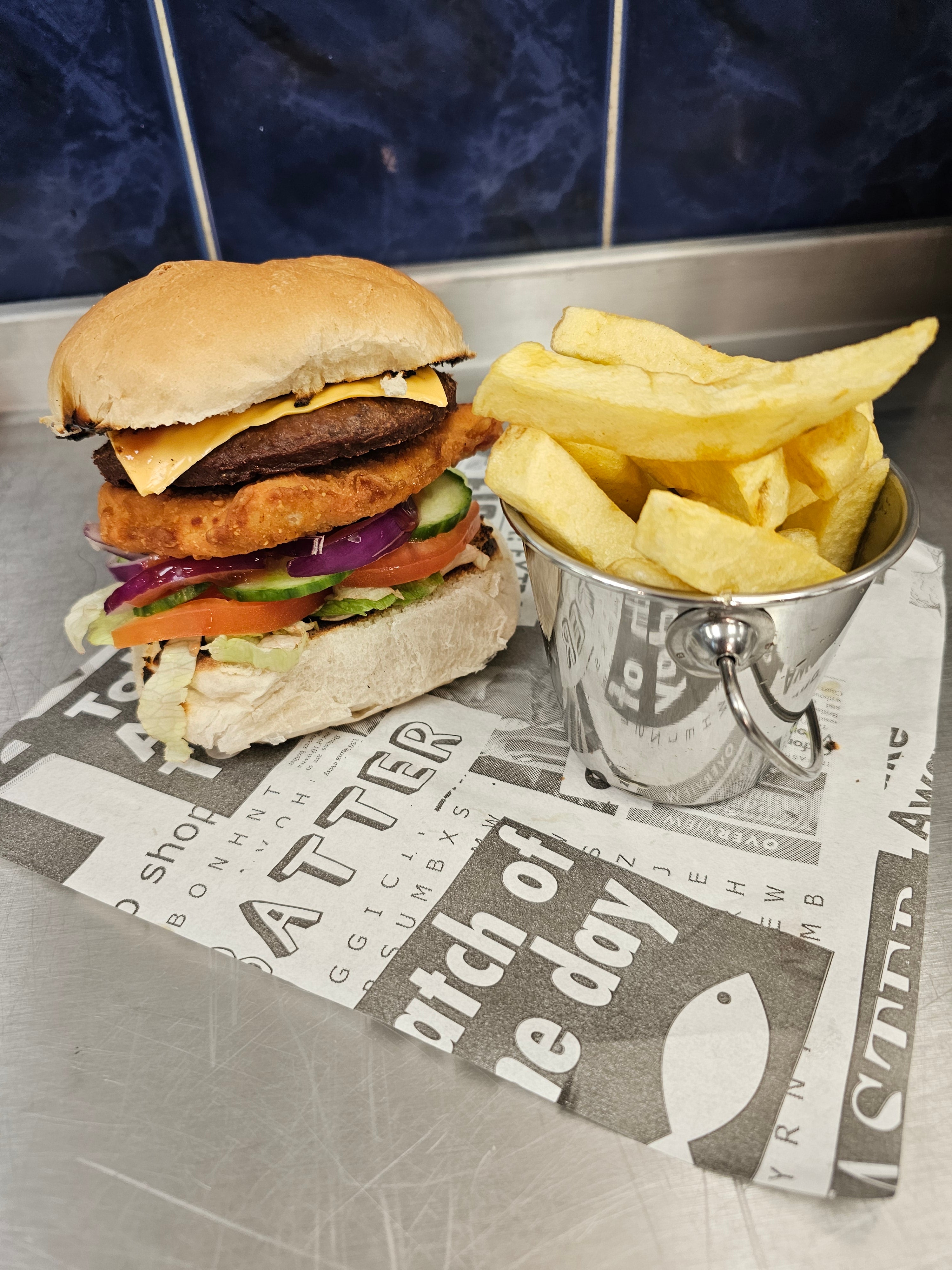 Double cheese burger & Salad