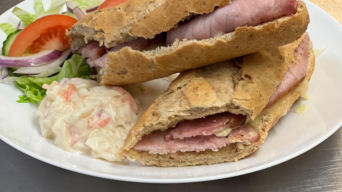 Ham and cheese baguette
