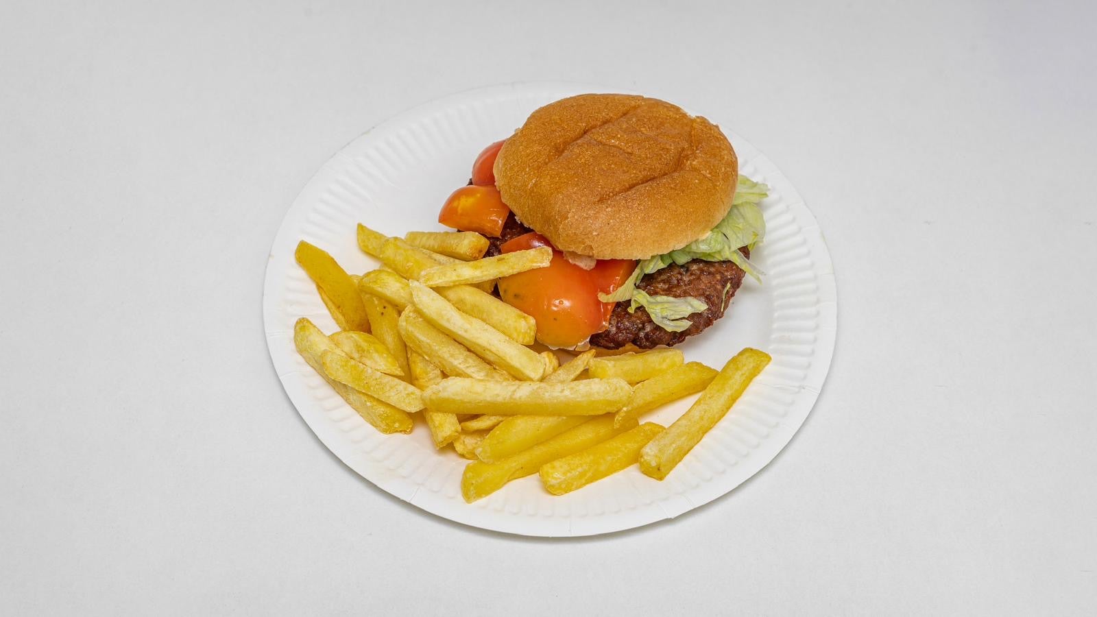 Beef Burger Fries And Drink 330 Ml