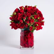 Scarlet Petals Glass Vase