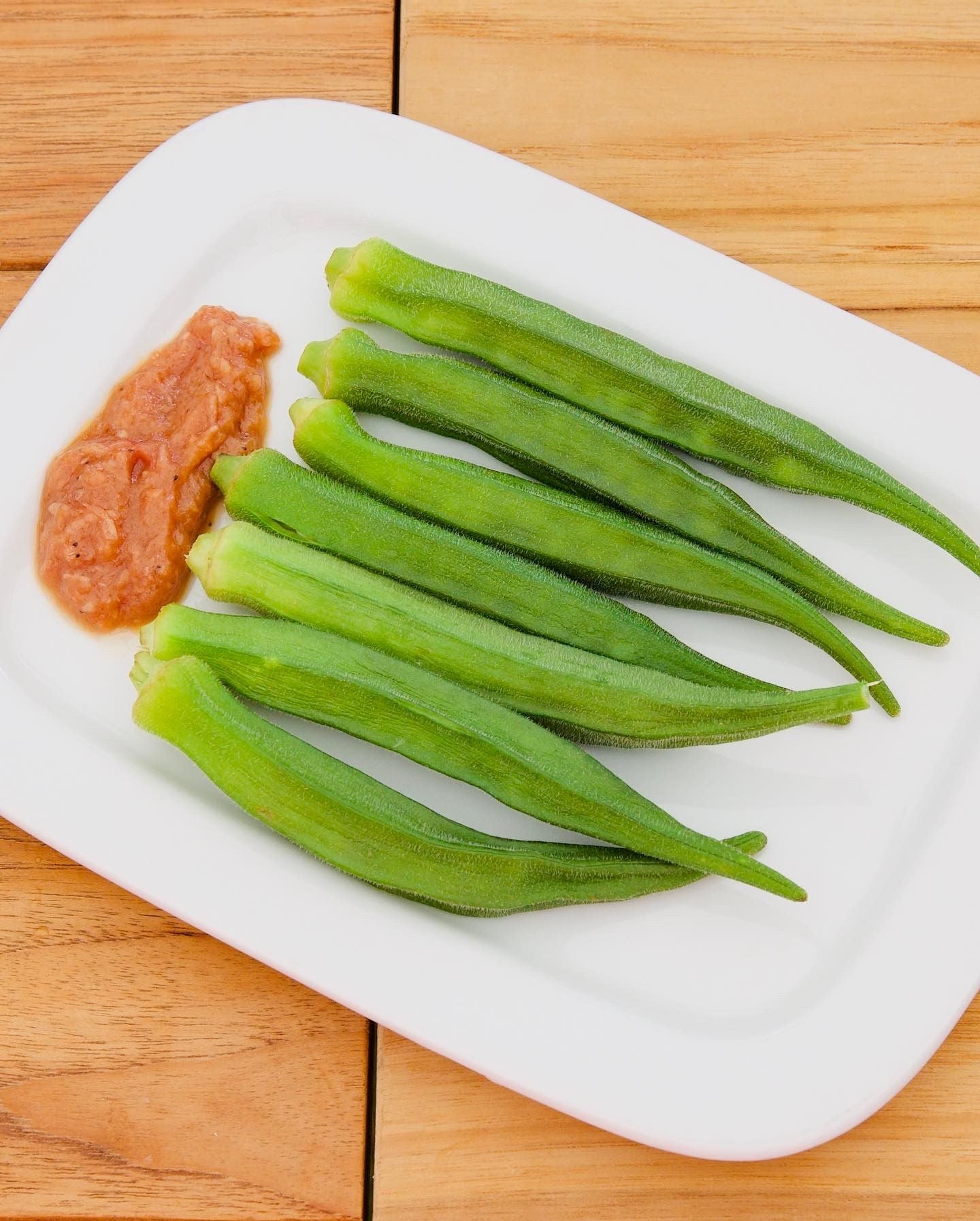 Boiled okra with bagoong
