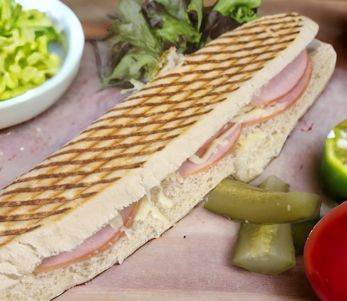 Panini with Ham, Mozzarella, and Tasty Sauce
