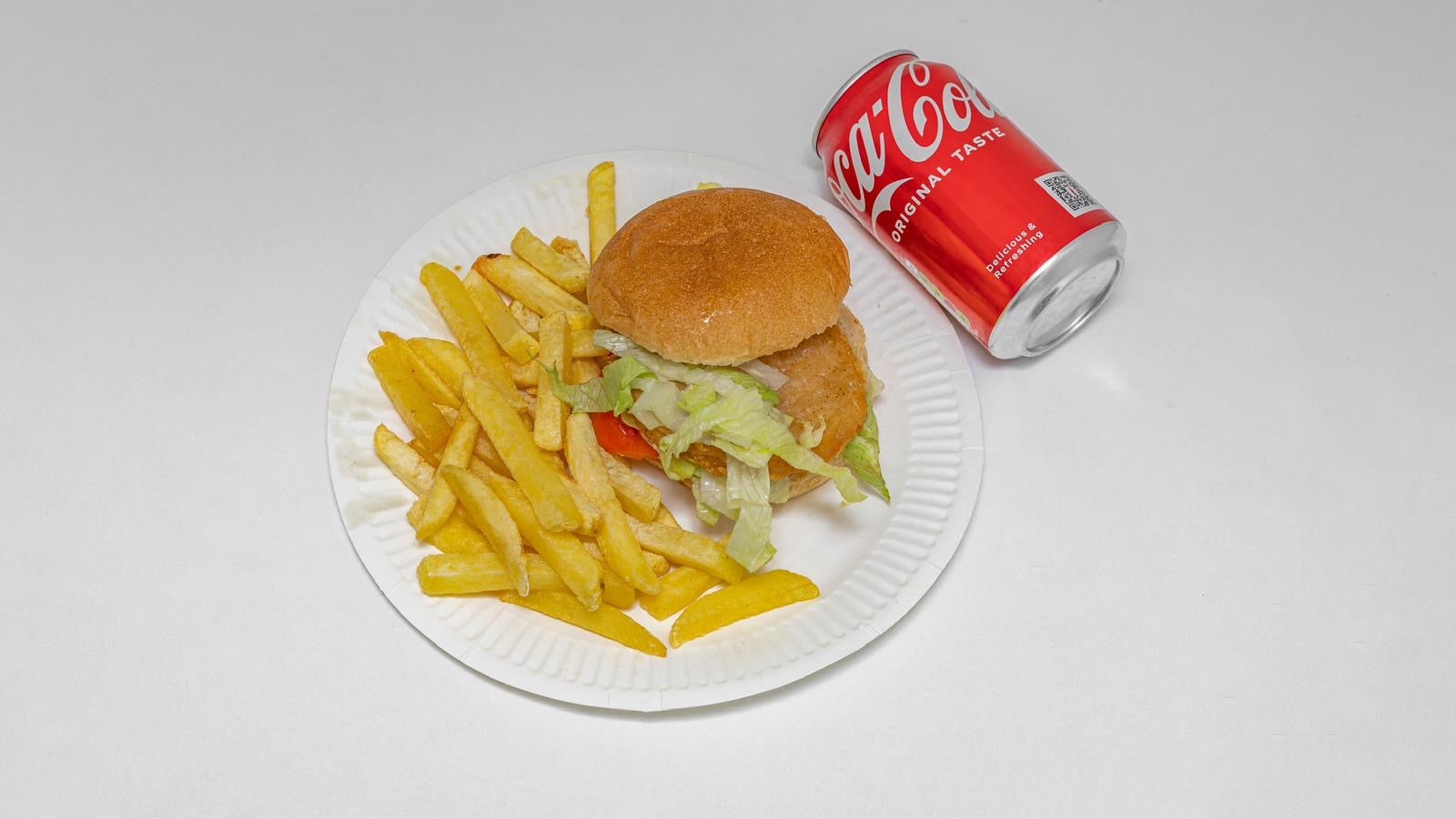 Chicken Burger Fries And Drink 330 Ml