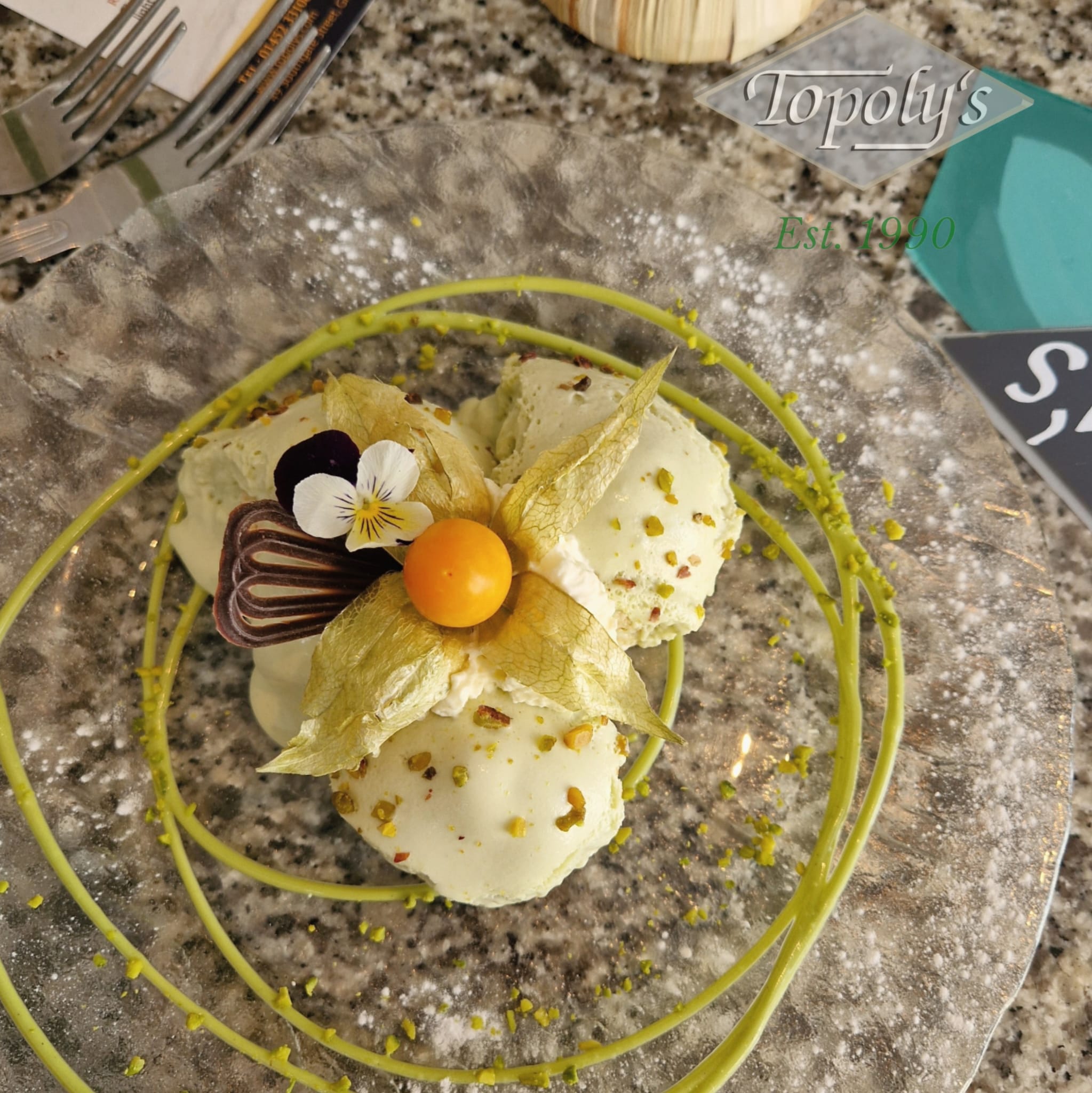 Pistachio Cream Profiteroles