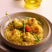 Saffron Risotto with Shrimp Asparagus