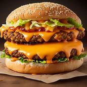 Double Beef Burger On Charcoal