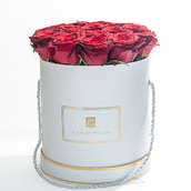 Roses Arranged In White Round Box