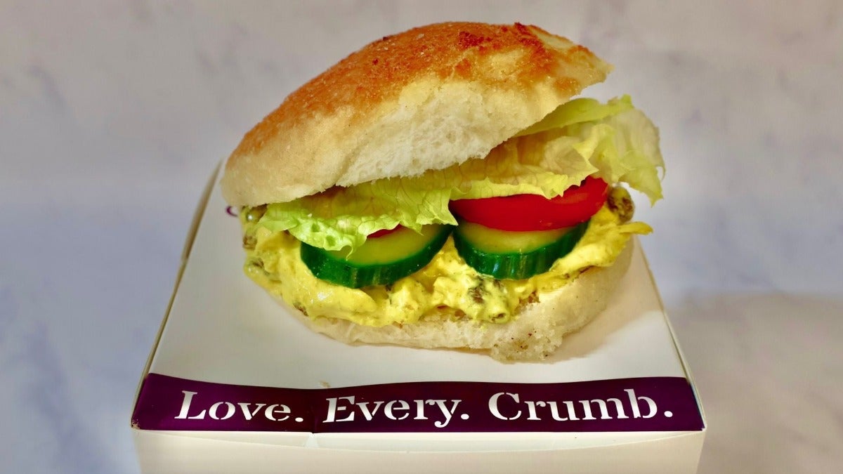 Coronation Chicken and Salad Tiger Bap