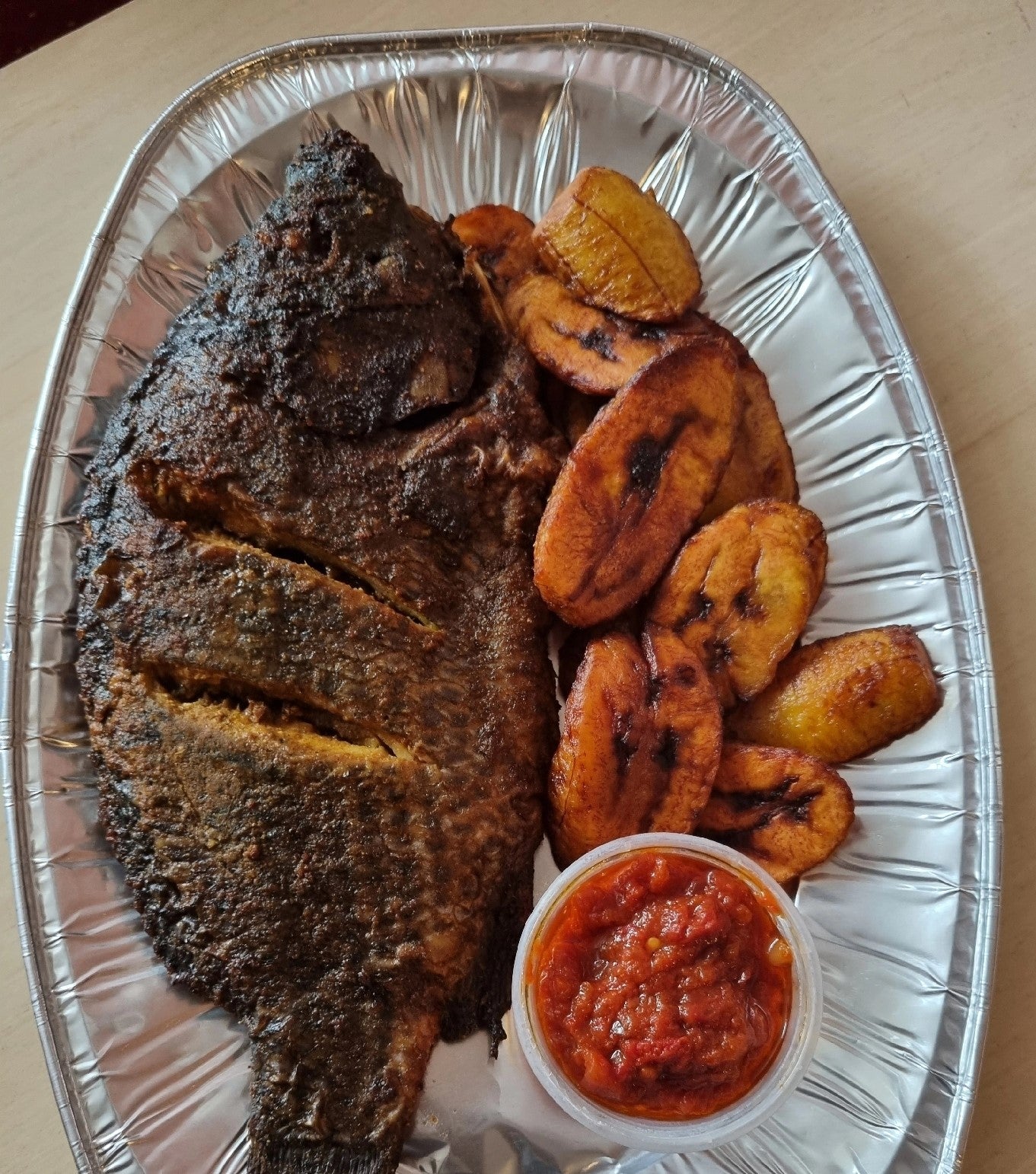Grilled Fish with Plantain and Stew