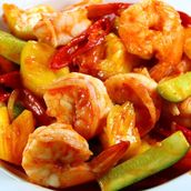 Sweet and sour prawns