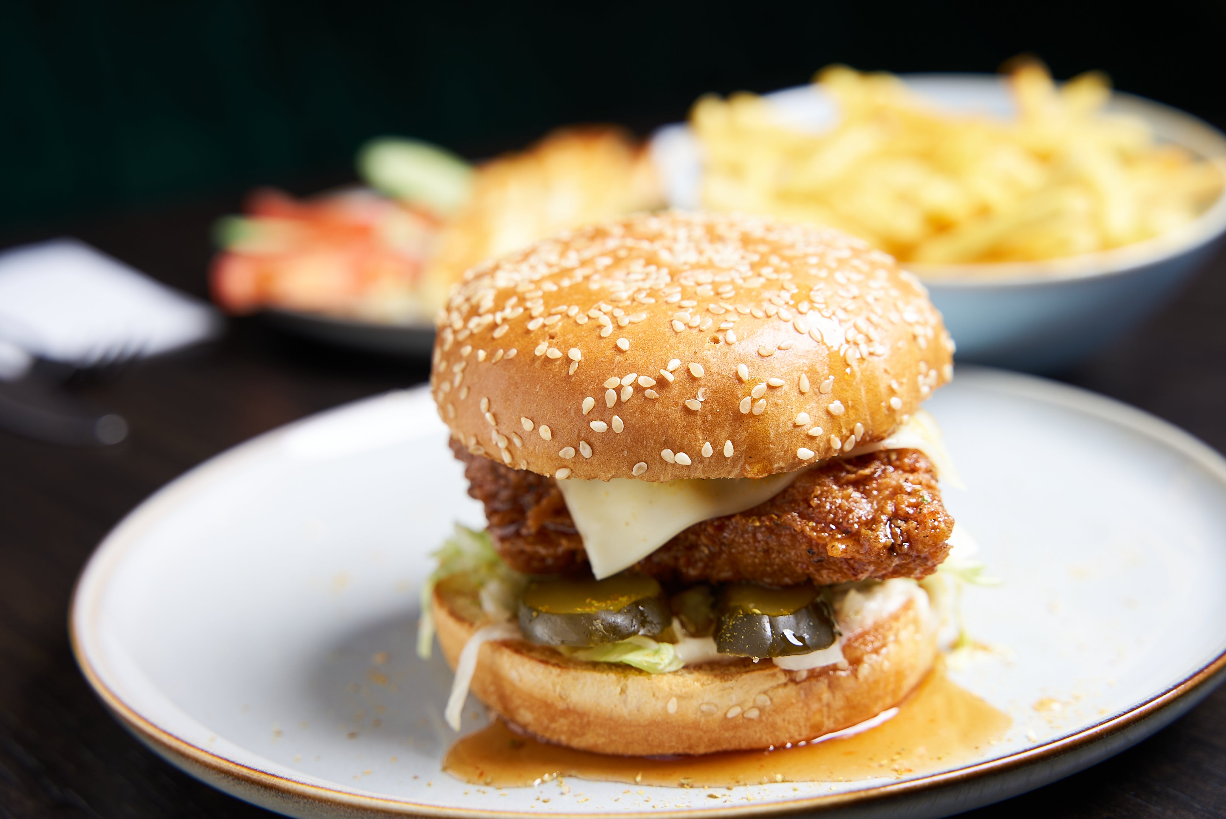 Hot Honey Broasted Chicken Burger Meal