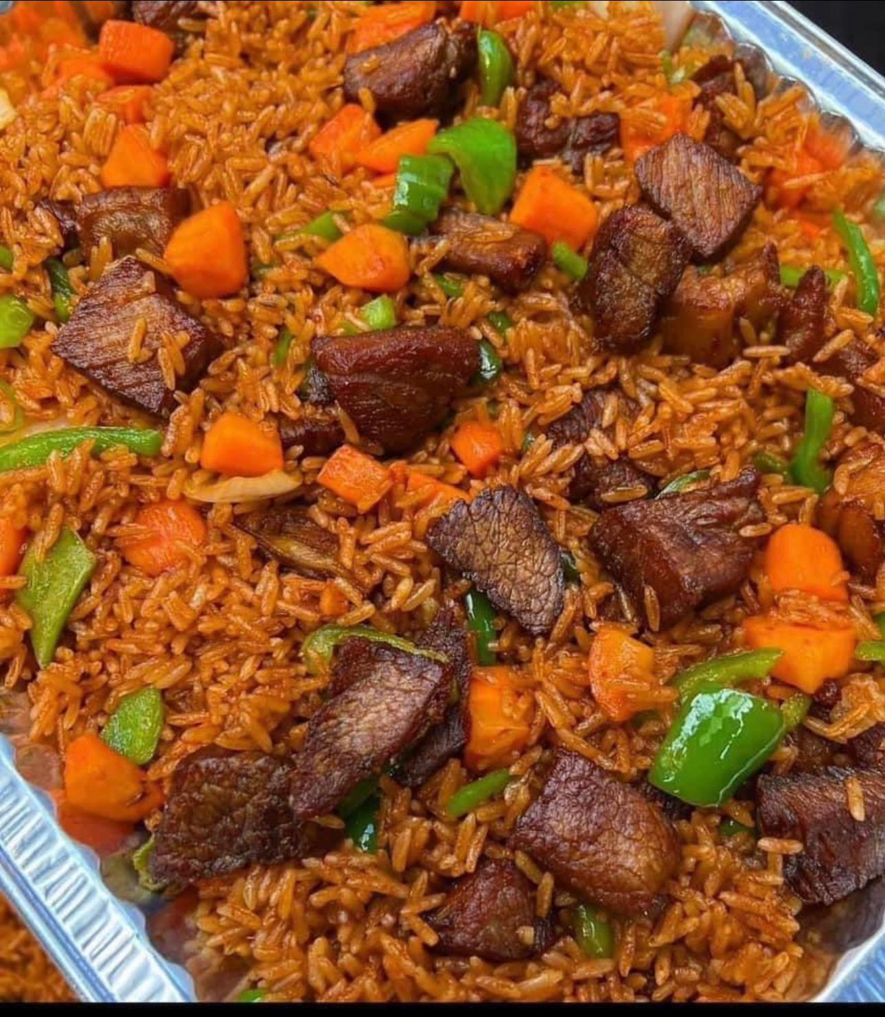 Jollof rice with fried turkey