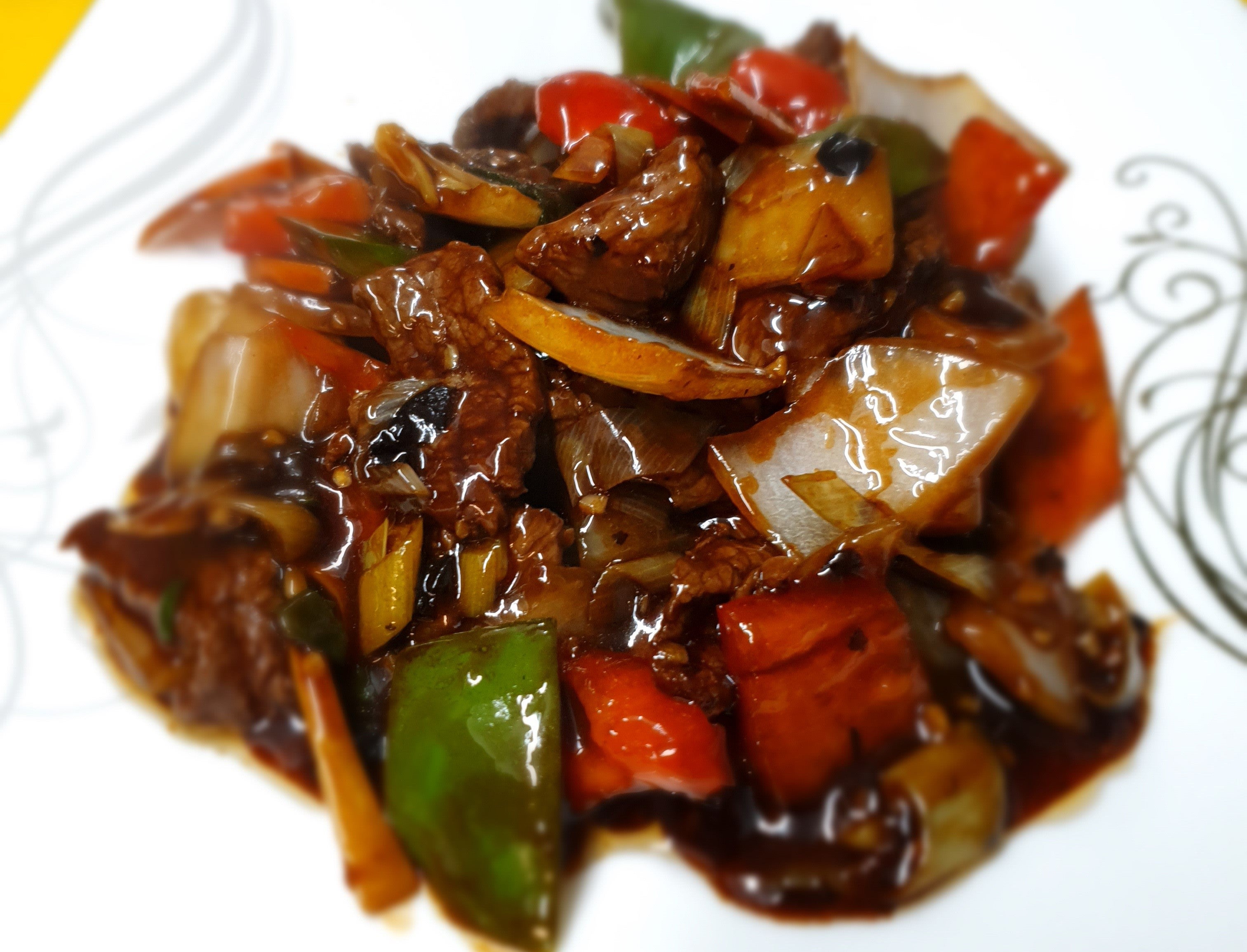 King Prawns with Black Bean Sauce (Halal)