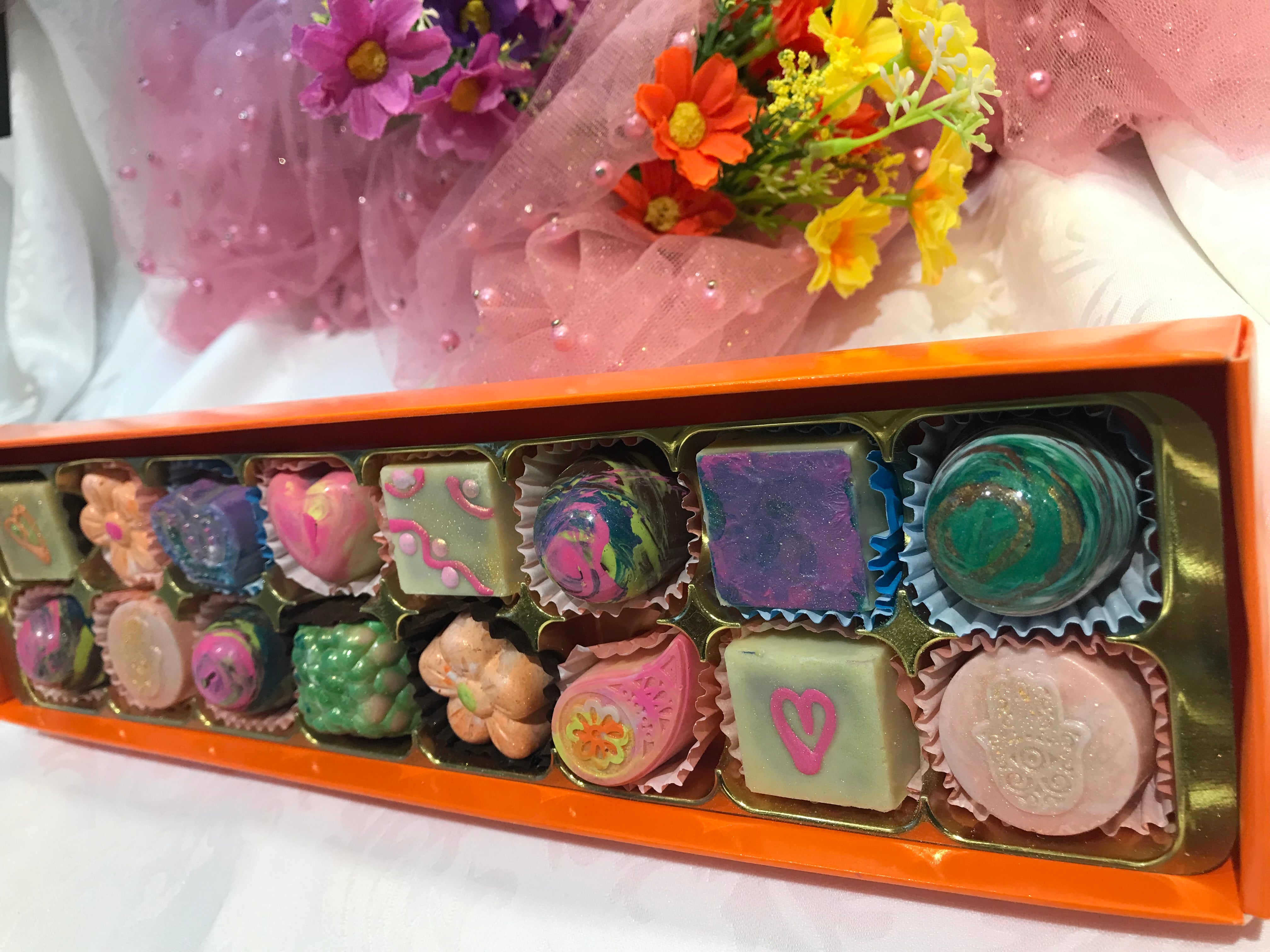 Box of 16 Love Burf~e Variety Belgian Chocolates, Burfi, Truffle, and Sweets