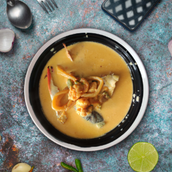 Saffron And Cream And Cheese Sea Food Soup