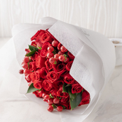 Bouquet Red Rose And Baby Rose Flowers
