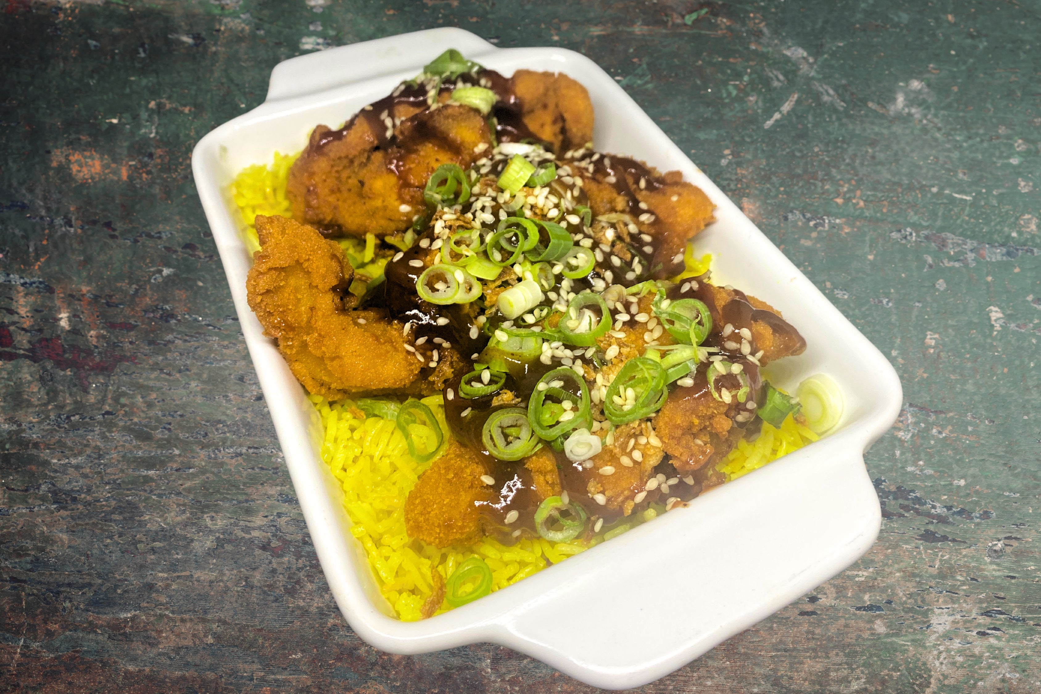 Savoury Rice with Korean BBQ Tenders