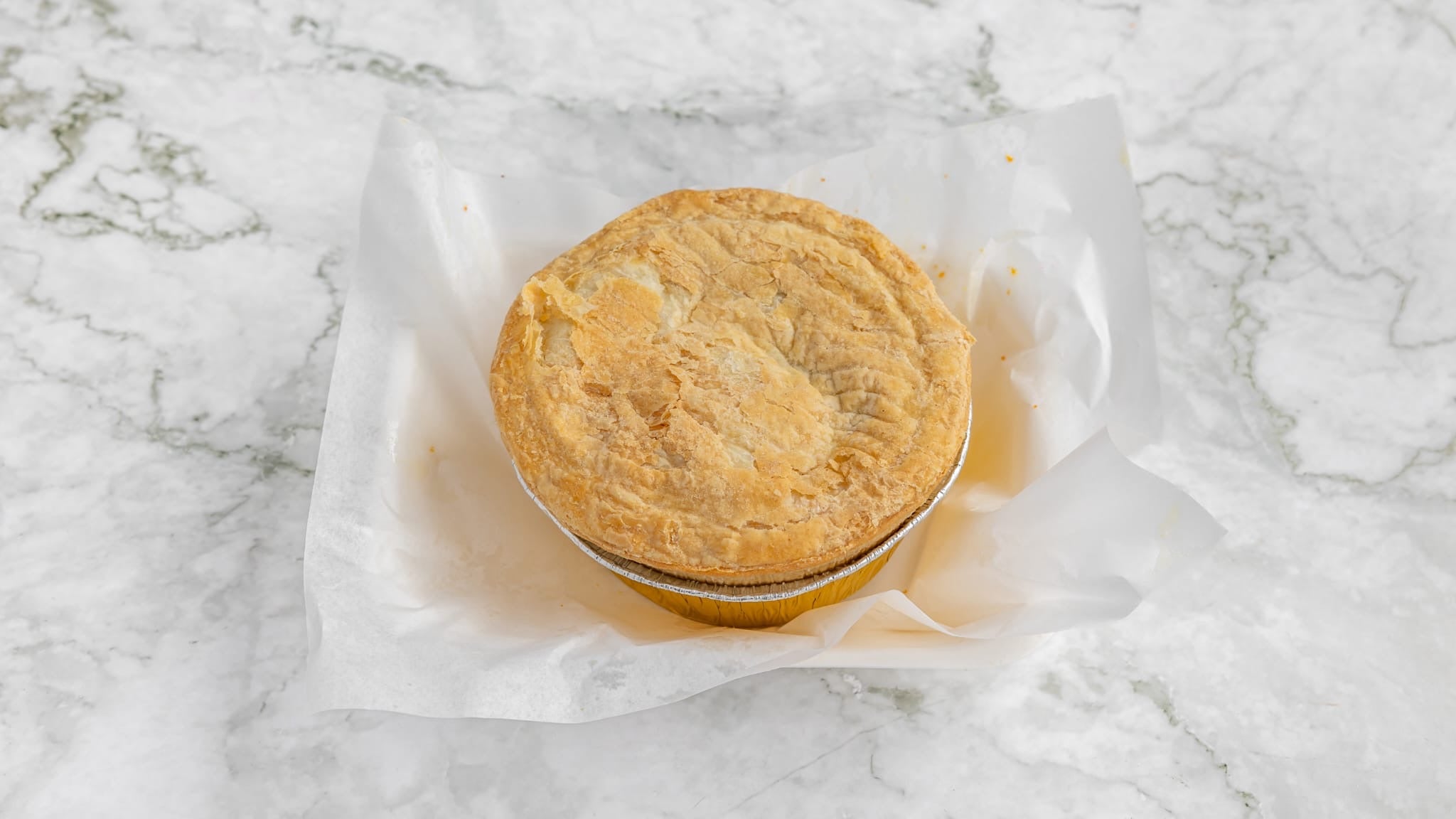 All steak pukka pie  and chips