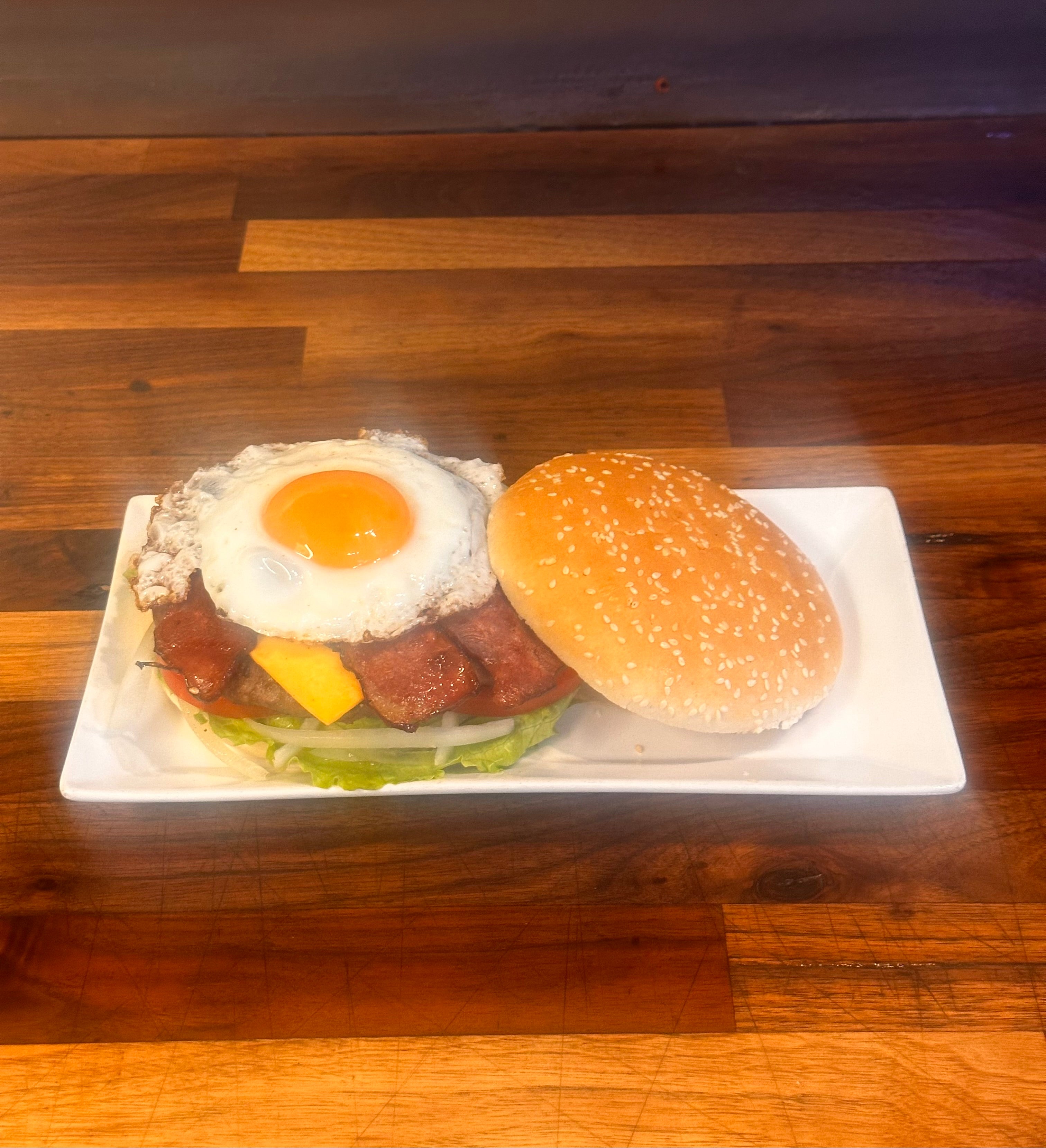 1/4 Bacon and Egg Cheeseburger