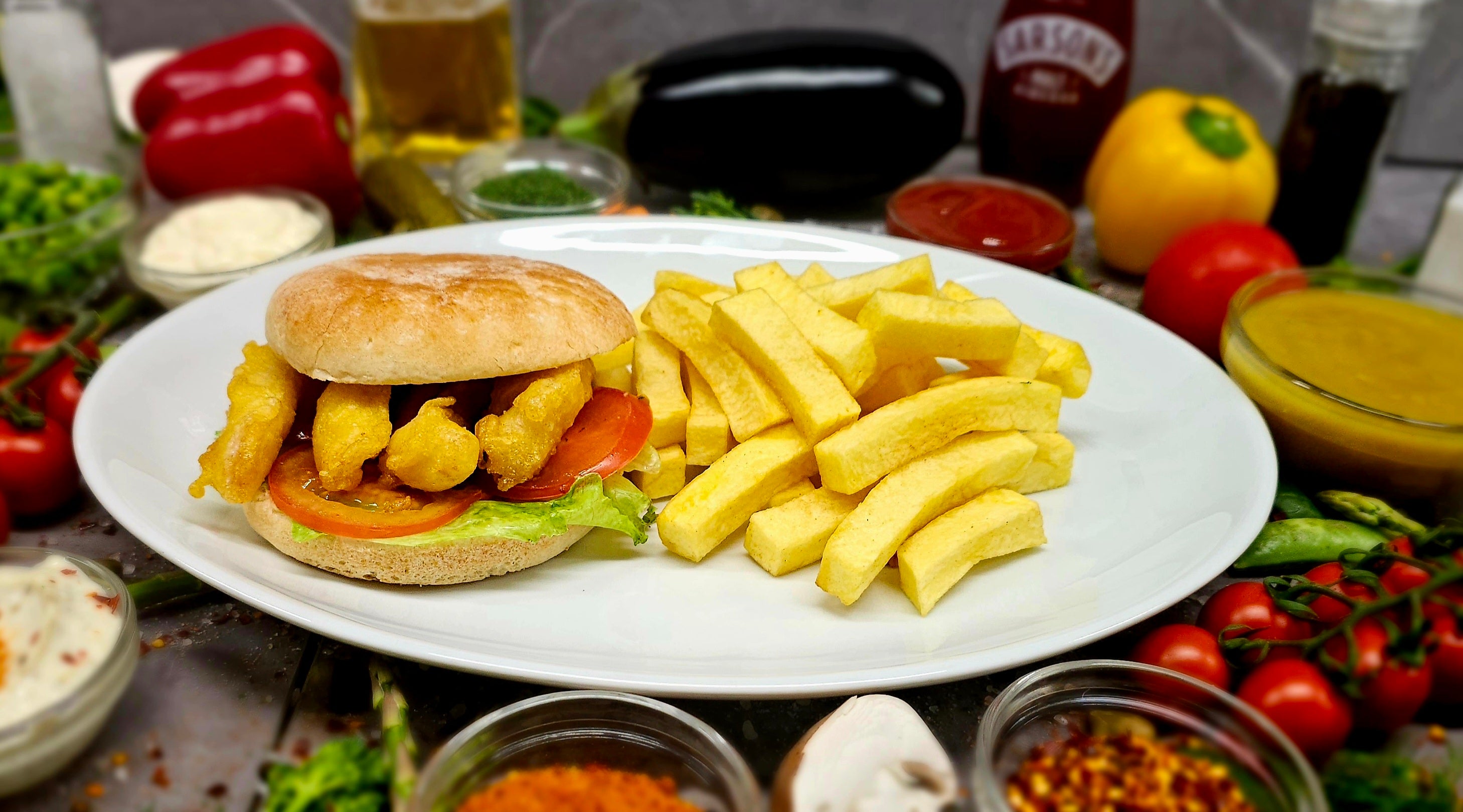 Fish Burger and Chips
