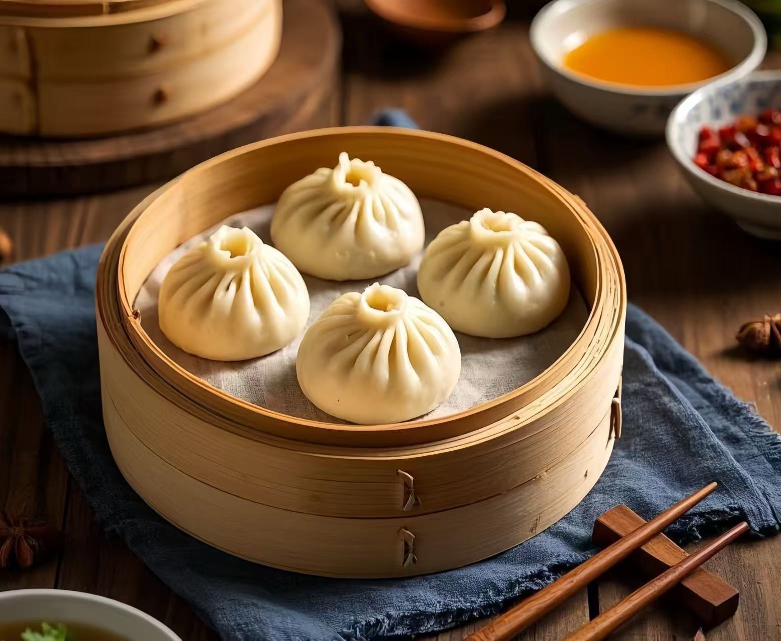 🔥最新出品🔥手工鲜肉小包子  Hand Made Pork Buns (4 Pieces)