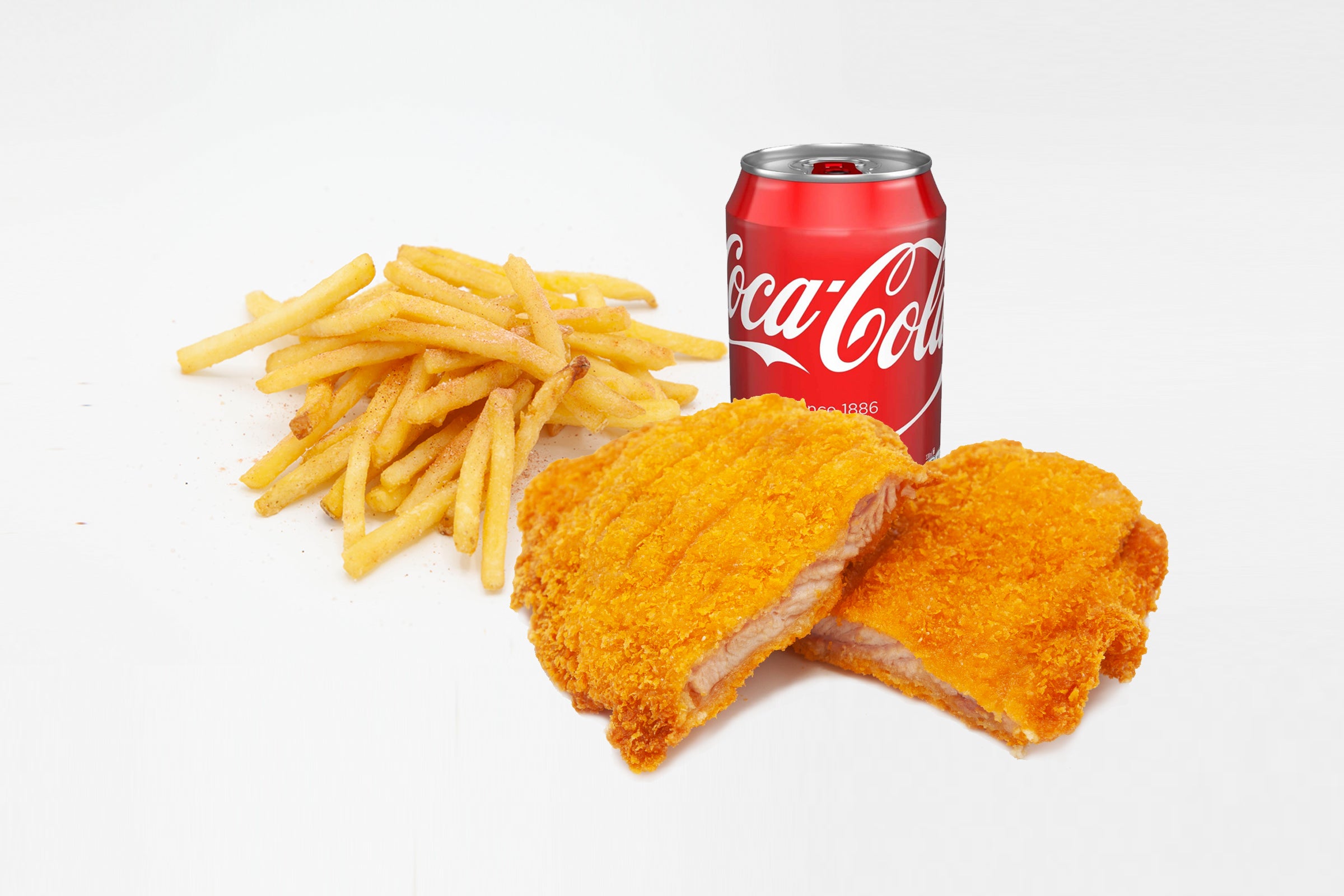 Boneless Chicken Thigh, Chips and Soft Drinks (雞腿排，薯條，汽水 套餐）