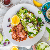 Avocado Smash With Maple Beef Bacon 420Cal