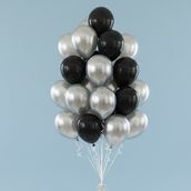 Silver And Black Helium Latex Balloons