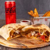 Veggie Calzone With Garden Salad Or Potato Wedges And Soft Drink