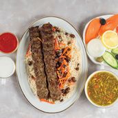Afghani pulao with shami kabab