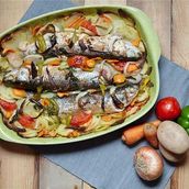 Baked Mullet with Potatoes Meal