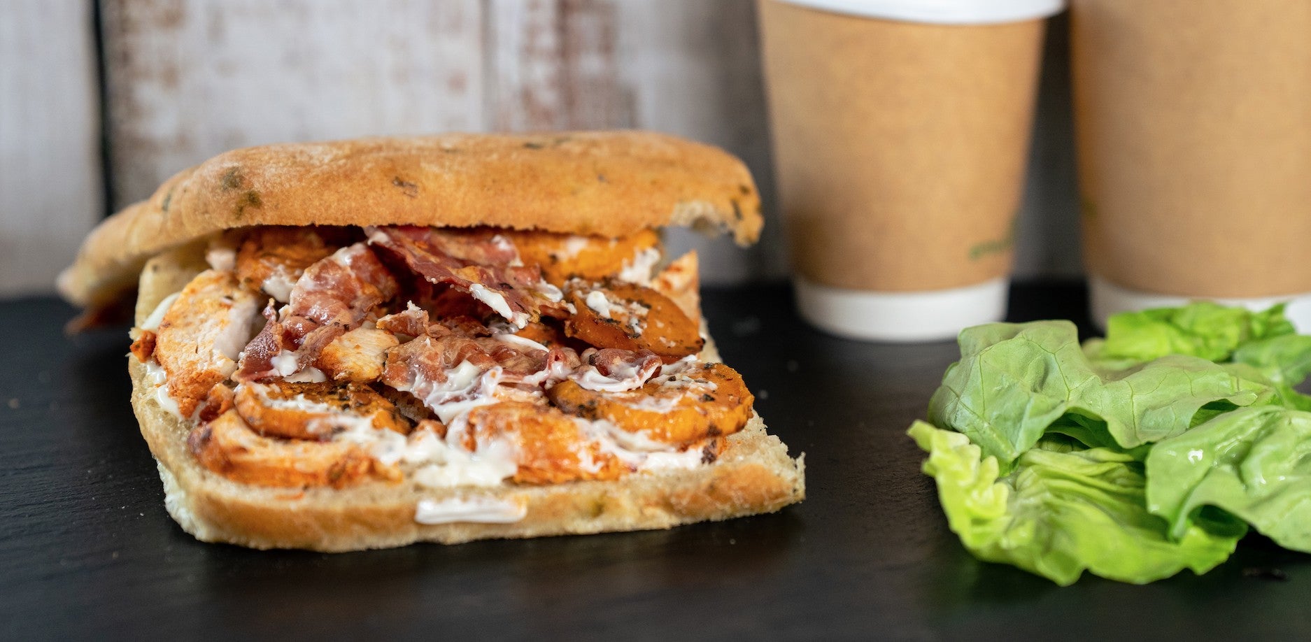 Grilled Chicken, Bacon, Roasted Sweet Potato, Mayo