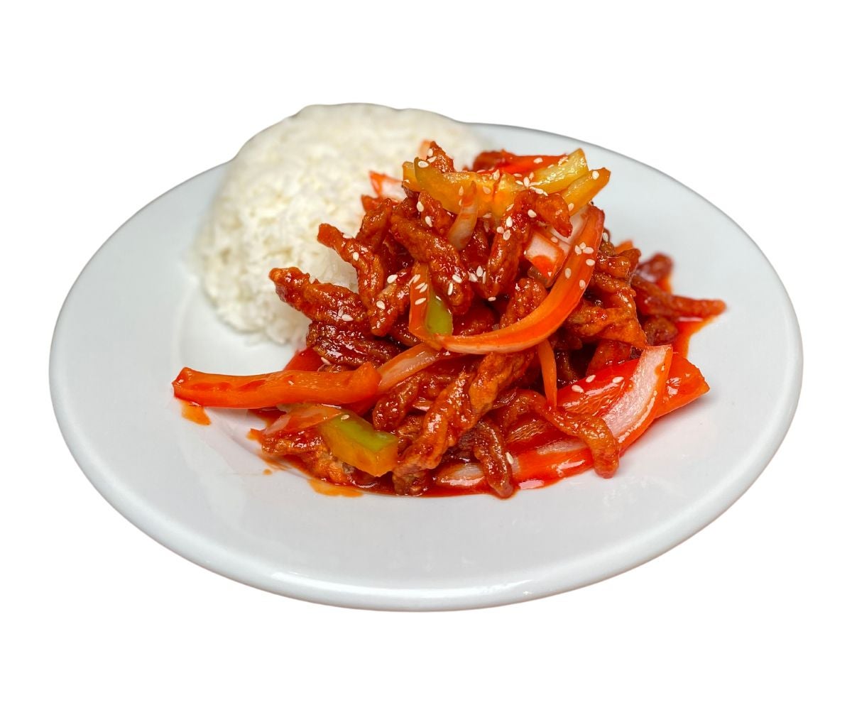 Crispy Shredded Chili Beef Rice 牛肉絲飯