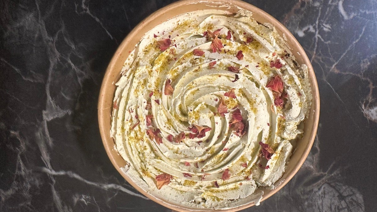 Rose pistachio cake bowl
