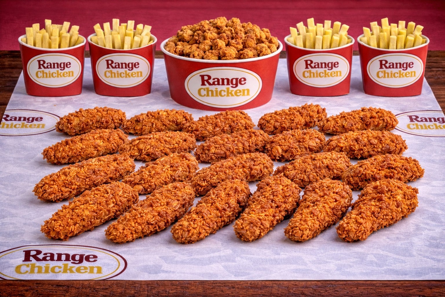 15 Fillet Strips, Large Chicken Popcorn, 4 Fries