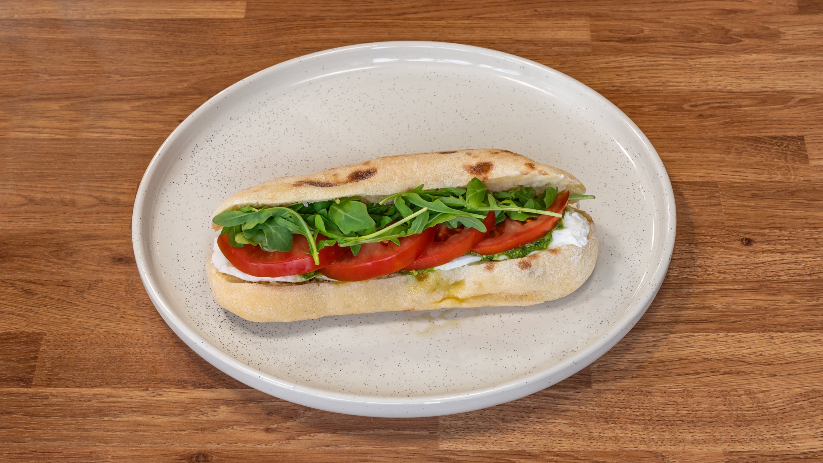 Mozzarella, Pesto, and Salad