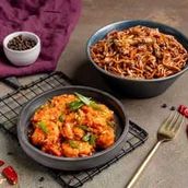 Schezwan Shrimp With Veg Lo Mein