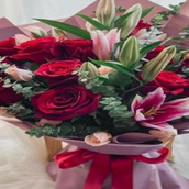 Red Rose Lilly Hand Bouqet