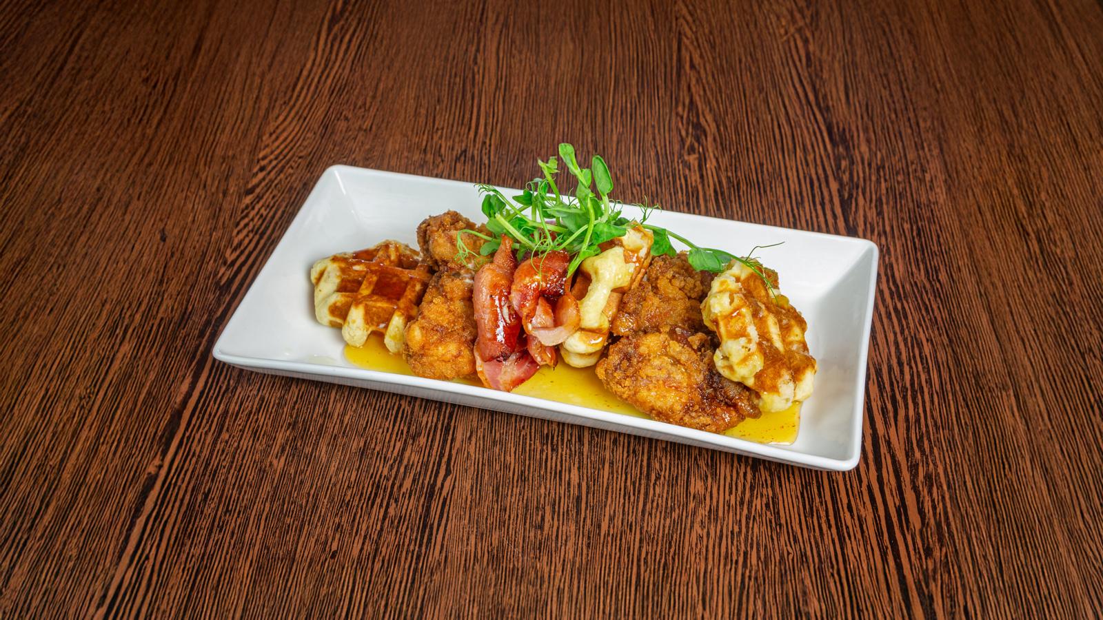 Cluck 'In' Caramel Fried Chicken and Waffles