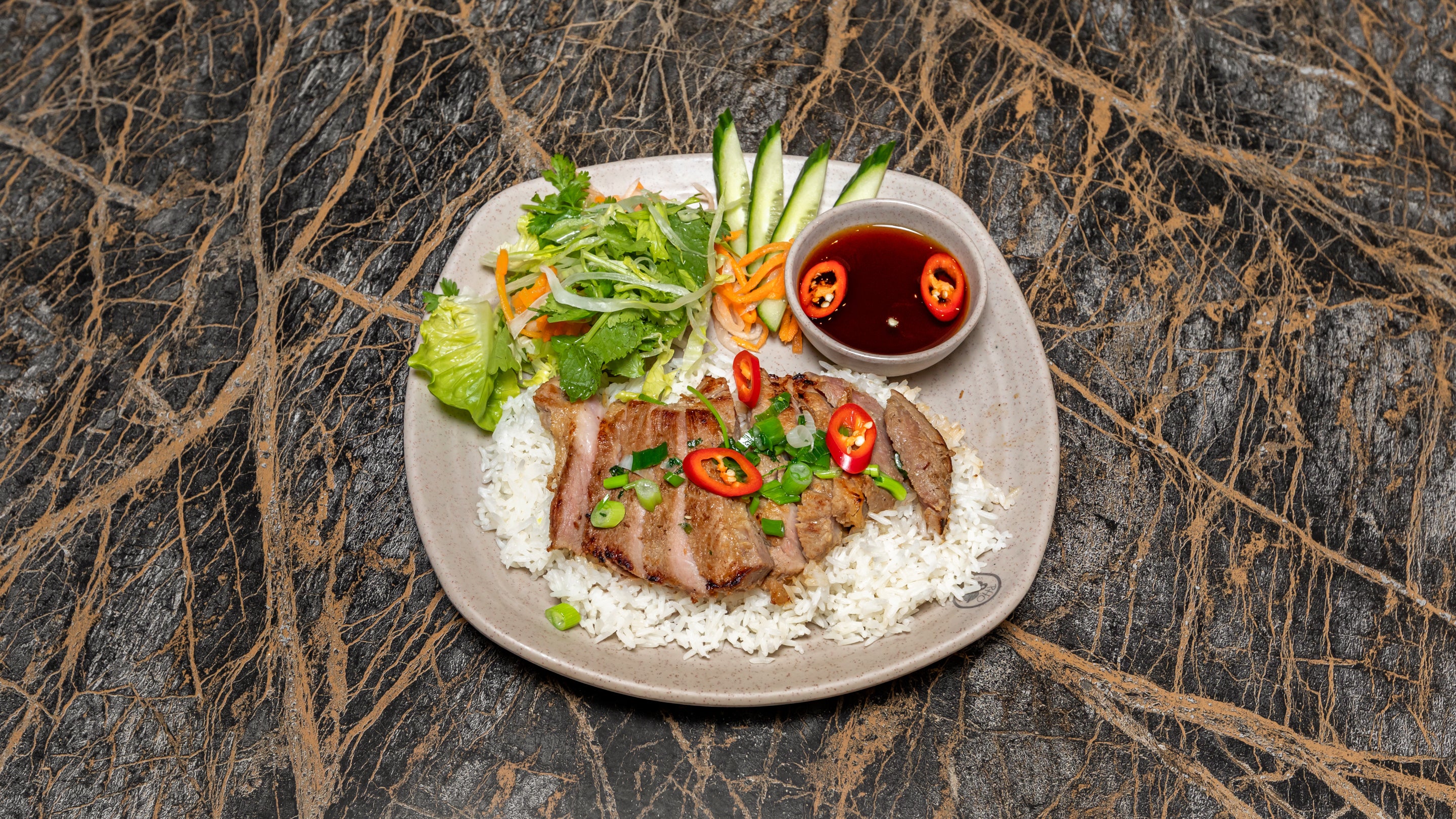 Grilled Pork Spare Rib with Jasmine Rice (Cơm Sườn Nướng)