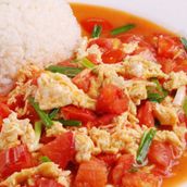 Fried tomato and egg set